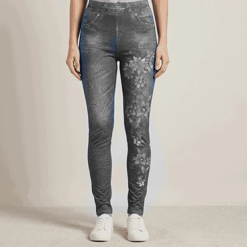 Szürke virág mintás leggings S-L