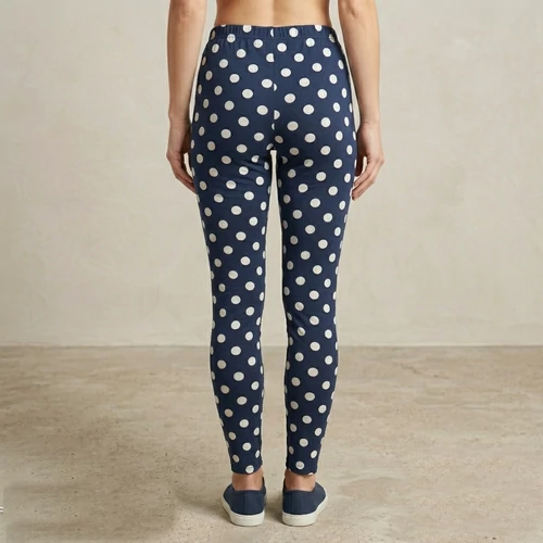Kék elasztikus anyagú pöttyös leggings S-L