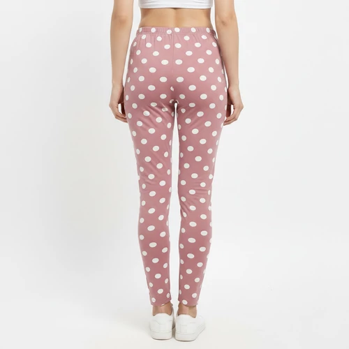 Rózsaszín pöttyös leggings elasztikus anyag XL-XXXL
