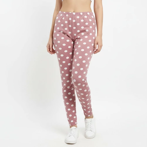 Rózsaszín pöttyös leggings elasztikus anyag