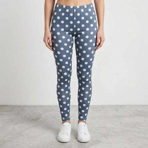 Szürke elasztikus anyagú pöttyös leggings XL-XXXL