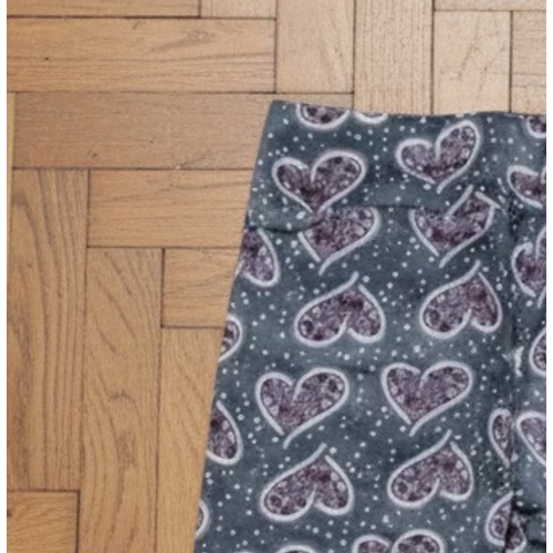 Plüss magas derekú leggings rózsaszín szívecskés XL-XXL